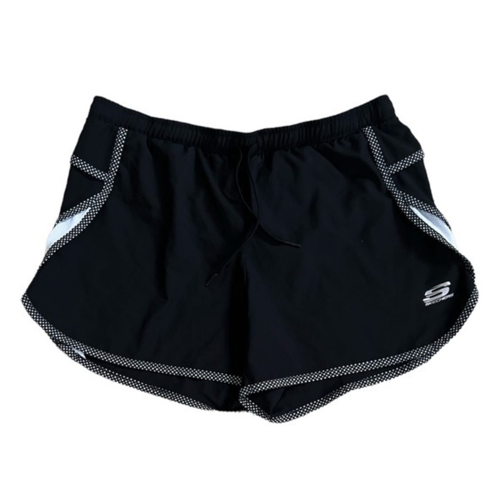 Skechers Women's Black White Stretch Activewear Inner Brief Athletic Short Sz. L